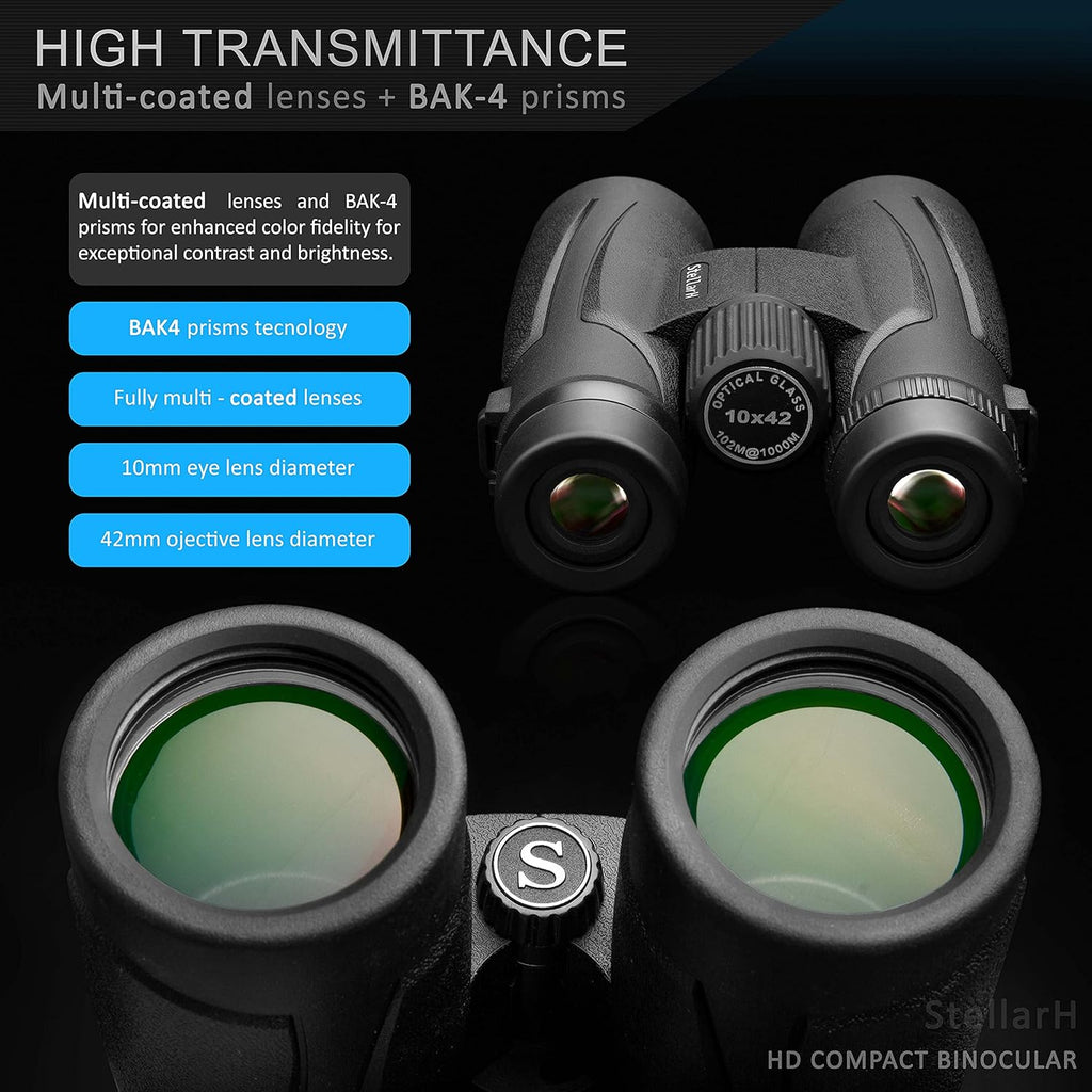 10x42 Waterproof Binoculars with Tripod, Smartphone Adapter, Carrying Bag G1527