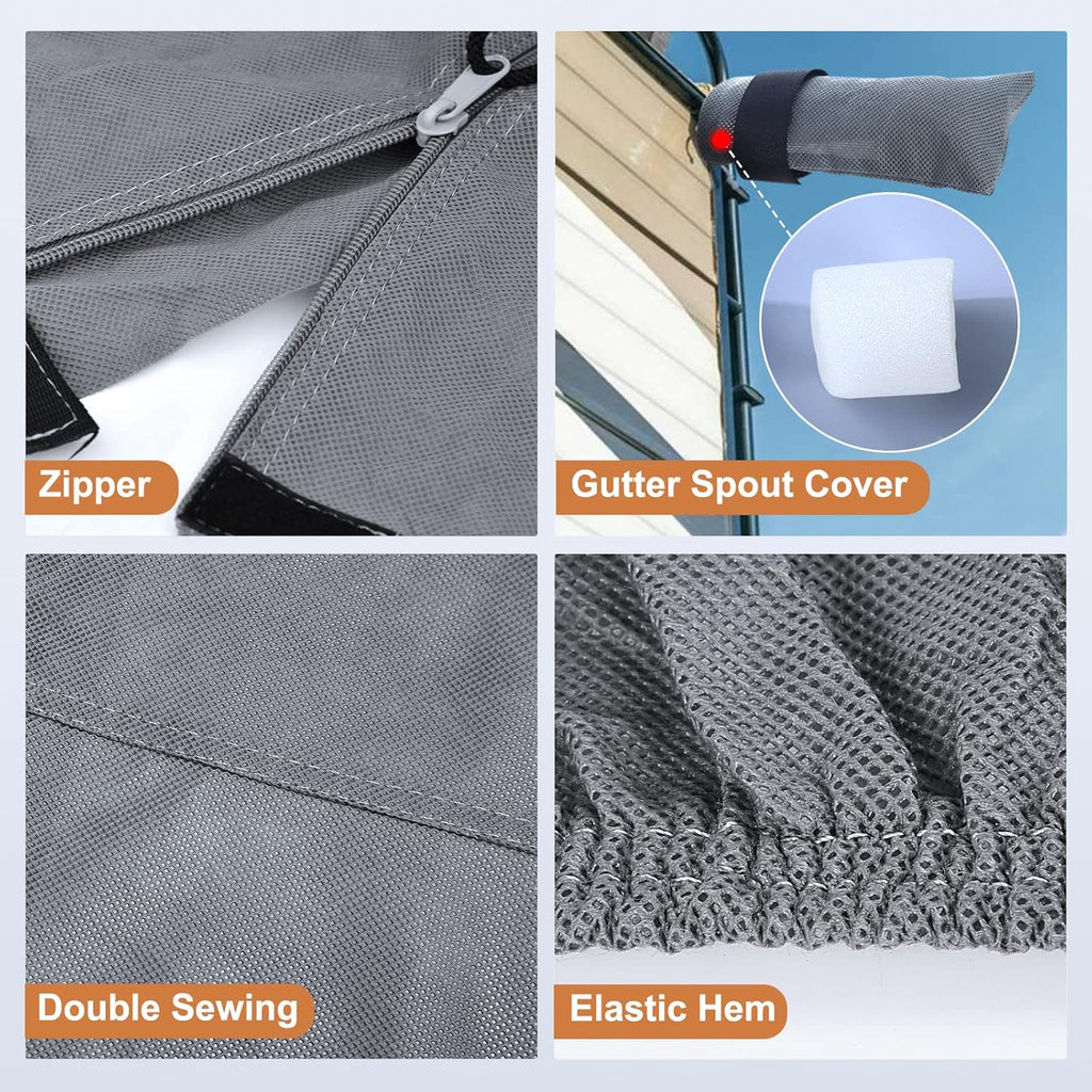 Heavy Duty 6 Layers Travel Trailer RV Cover Anti-UV Breathable Rip-Stop with 2Pcs Extra Straps & Gutter Spout Covers E74438