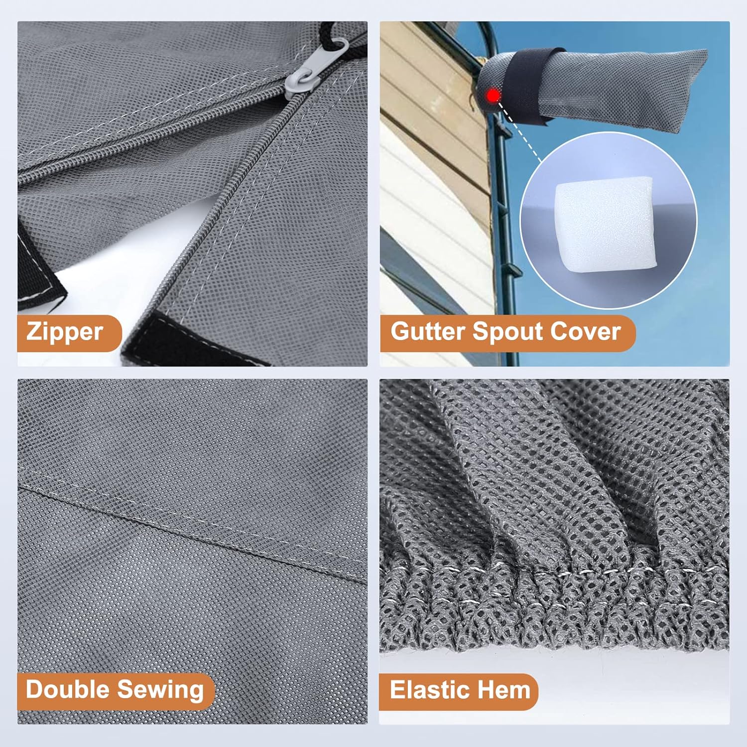 Heavy Duty 6 Layers Travel Trailer RV Cover Anti-UV Breathable Rip-Stop with 2Pcs Extra Straps & Gutter Spout Covers E74438
