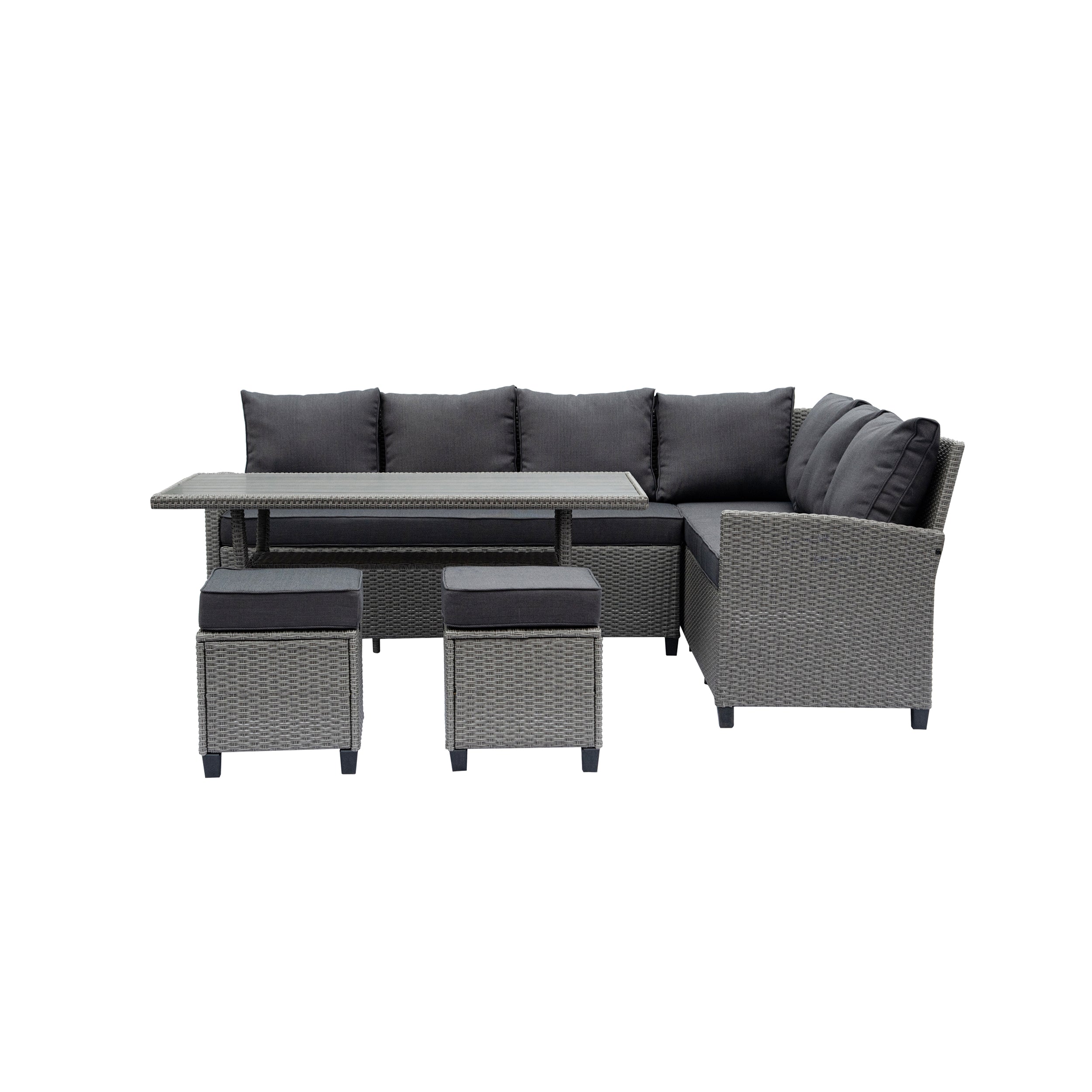 Outdoor Wicker Patio Sectional Sofa & Ottoman Set with Table H866372
