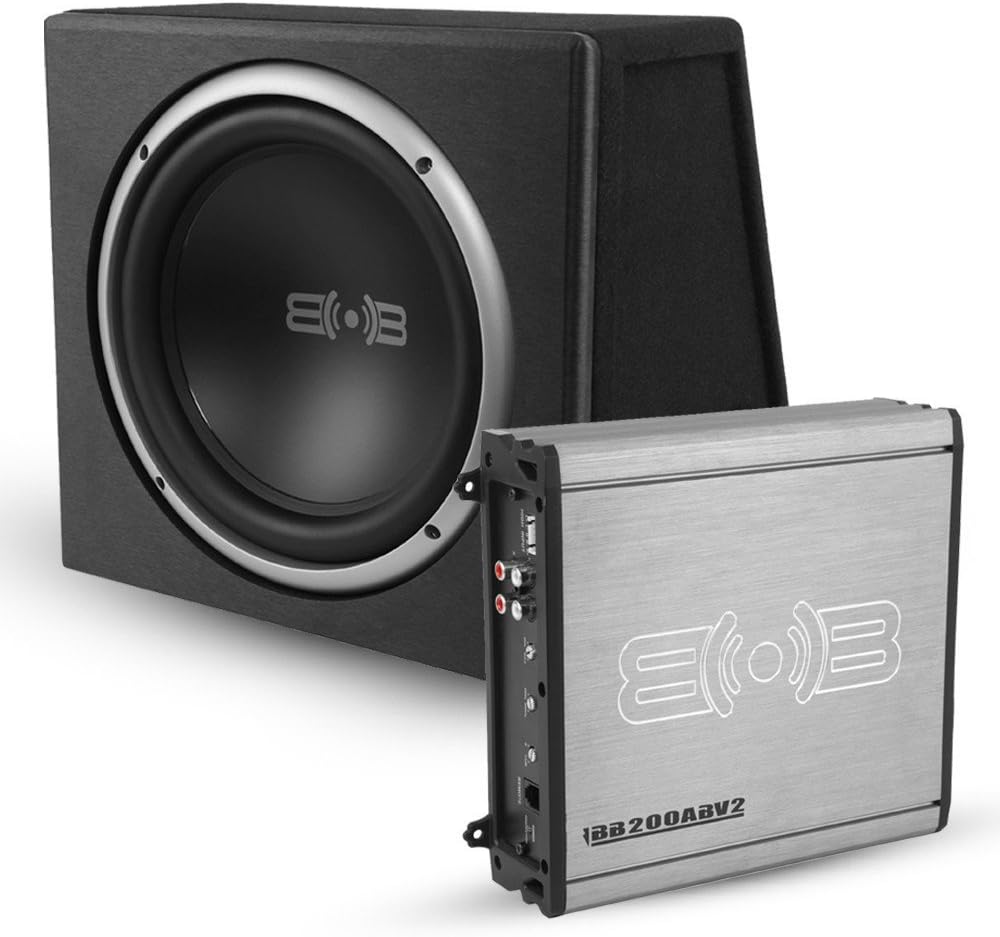 1000W Dual 10" Car Subwoofer with Ported Enclosure, Monoblock Amplifier, Wiring Kit and Remote Bass Knob C596