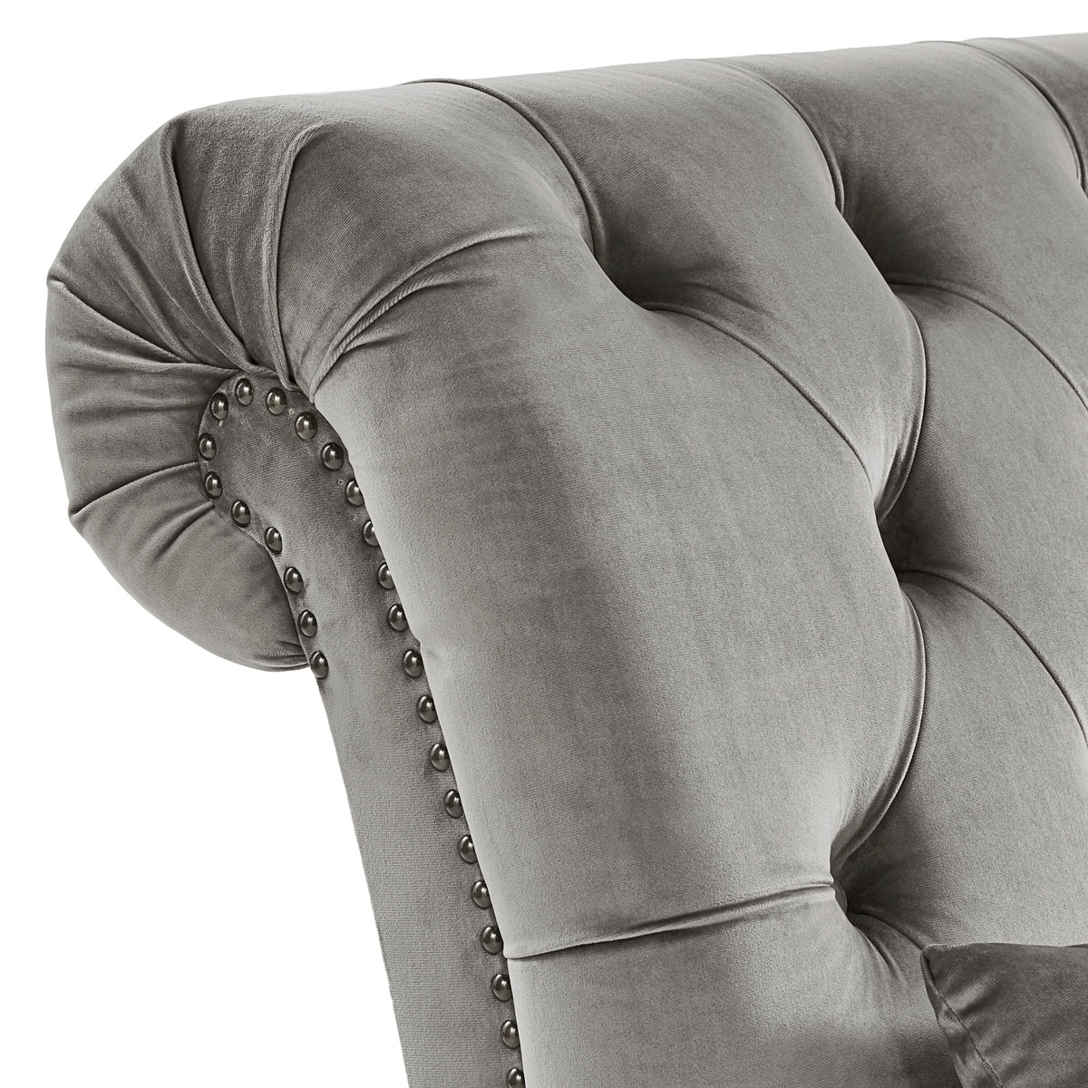 Grey Velvet Tufted Lounge Chair with Matching Pillow T14092