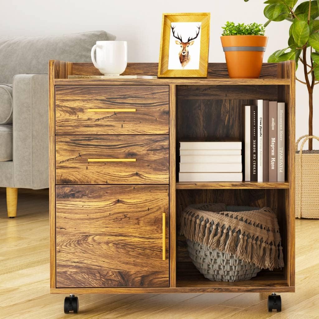 Wood File Cabinet with Storage and Drawers E982796