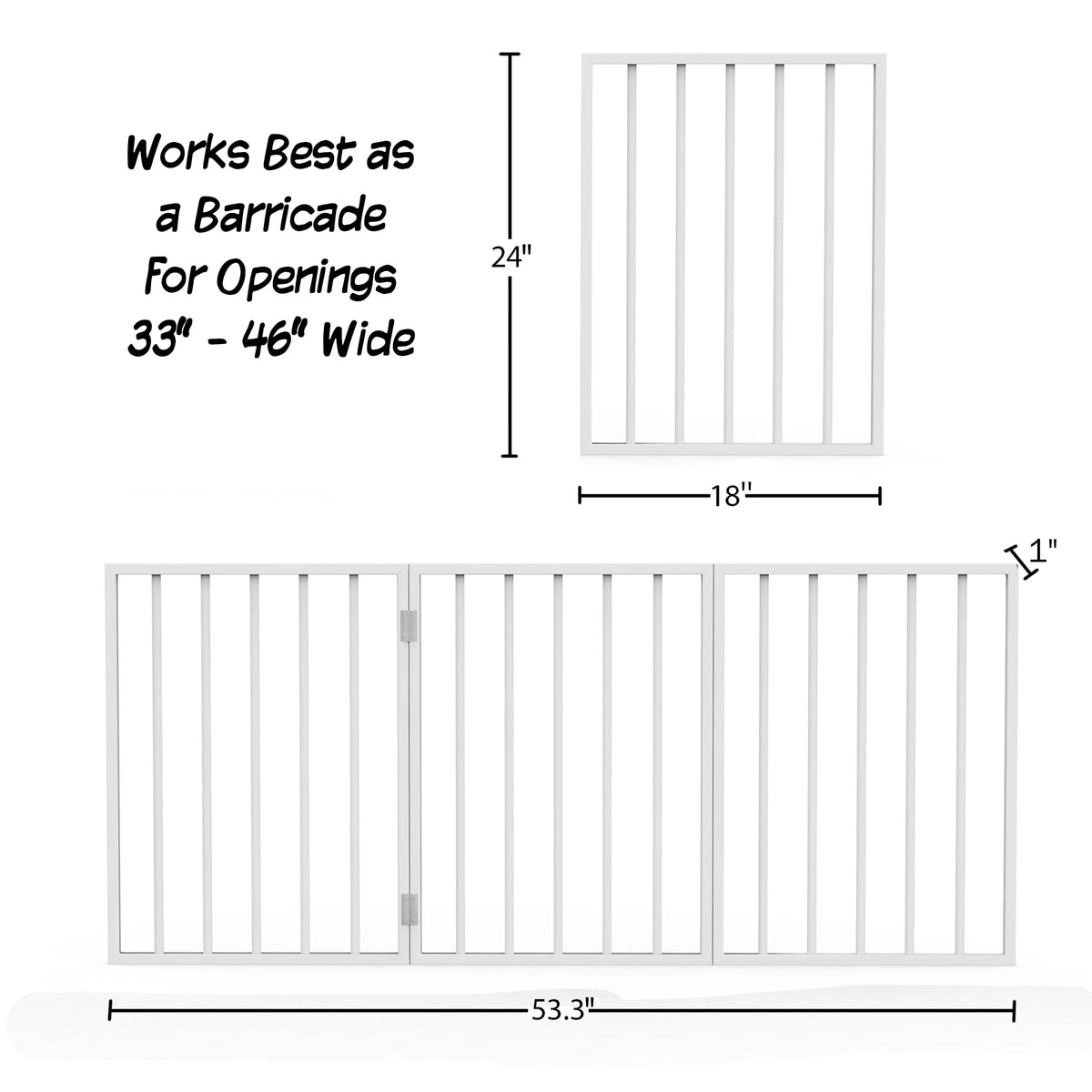 White Wooden Freestanding Folding Accordion Style Dog Gate B741