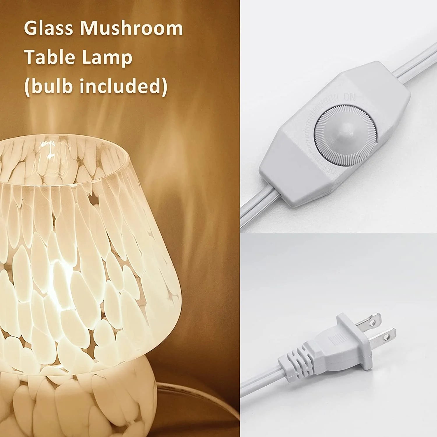 White Dimmable Glass Table Lamp Set of 2 L247920