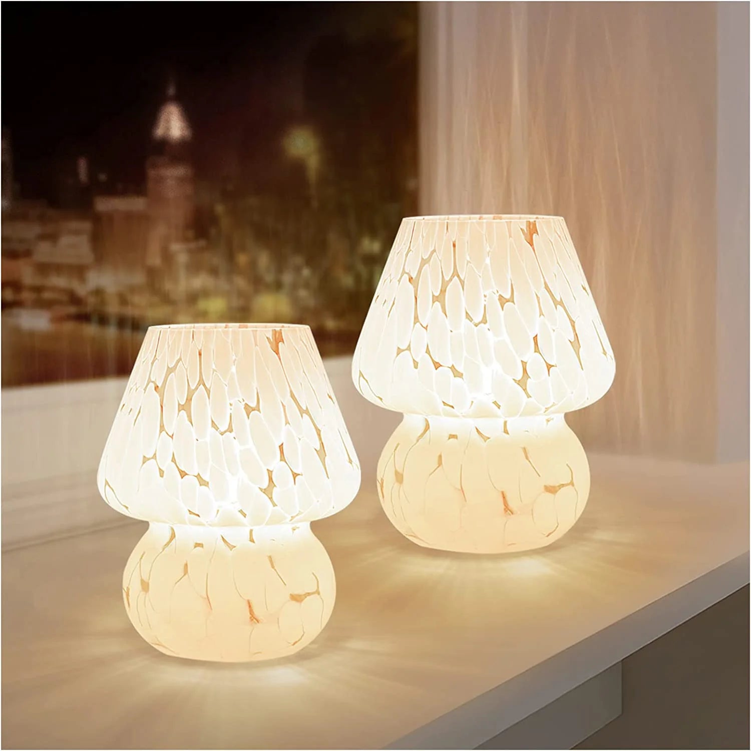 White Dimmable Glass Table Lamp Set of 2 L247920