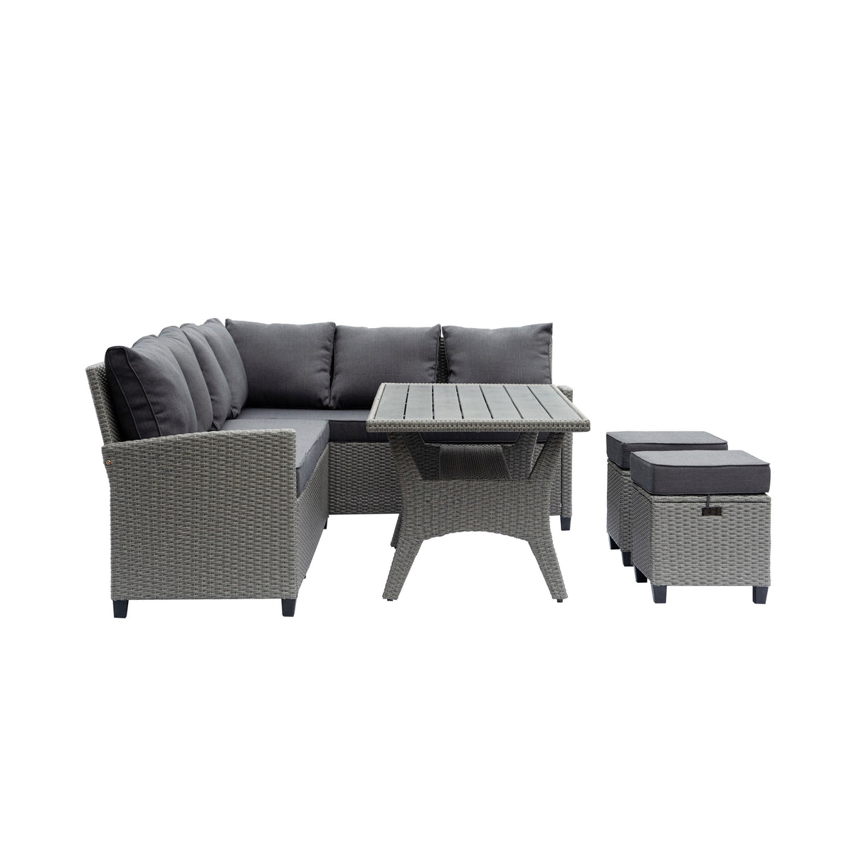 Outdoor Wicker Patio Sectional Sofa & Ottoman Set with Table H866372