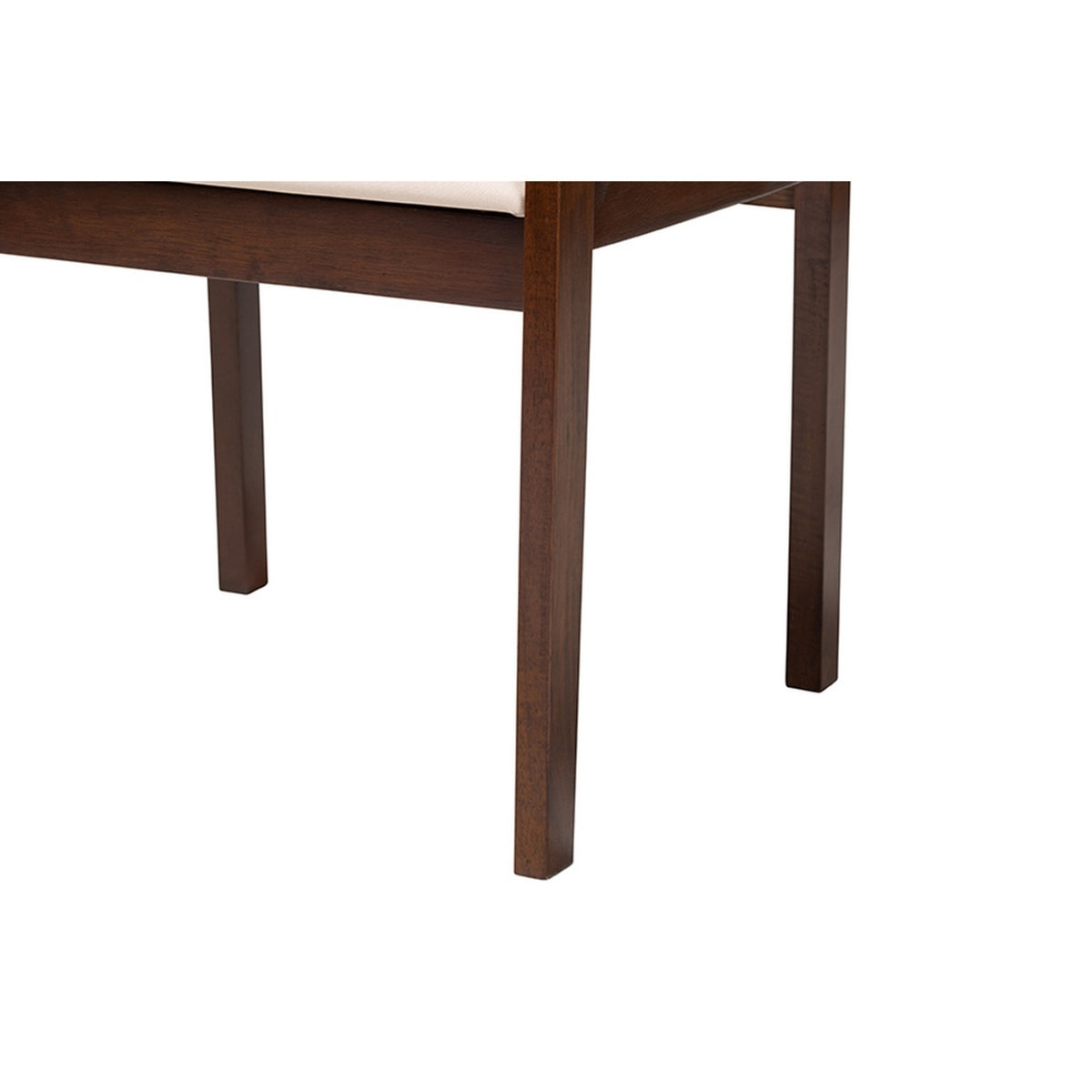 Cream Fabric and Dark Brown Finished Wood 2-Piece Dining Chair Set B75644