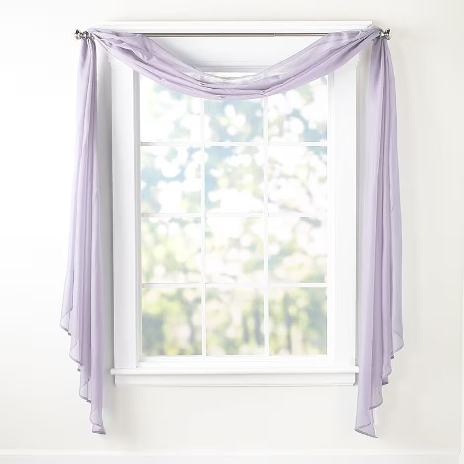 Lilac Voile Sheer Scarf Window Curtain V75370
