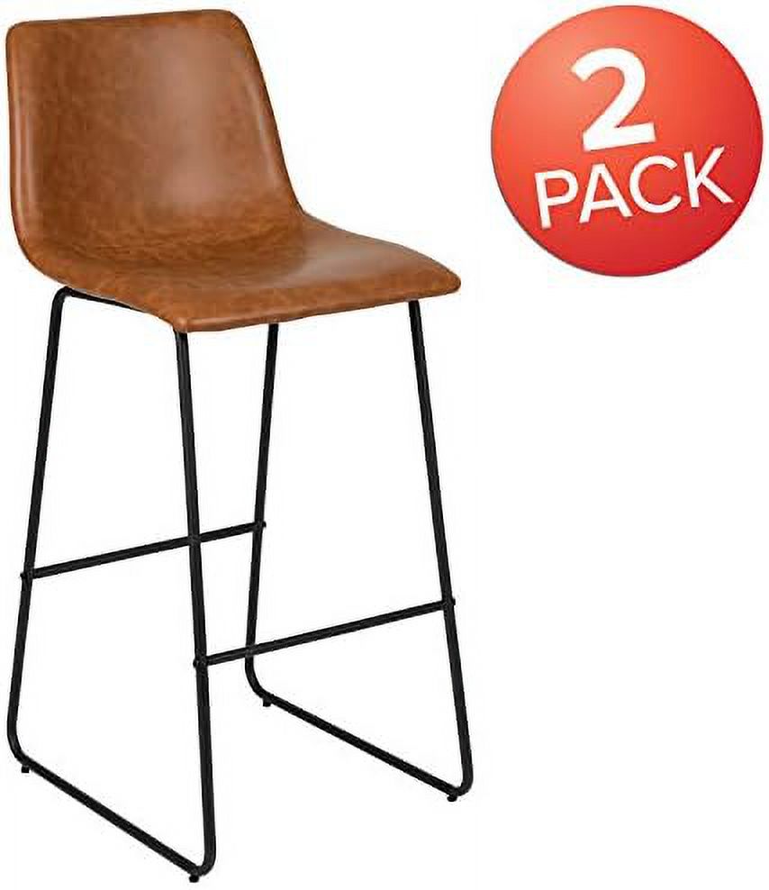 Light Brown Faux Leather Bucket Seat Stools G42374