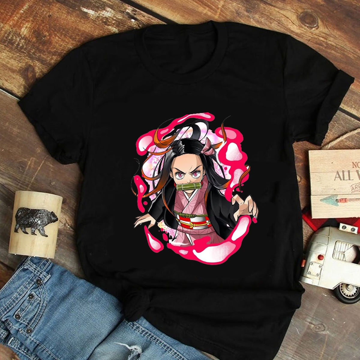 Black XXL Printed Short Sleeve T-Shirt W4002