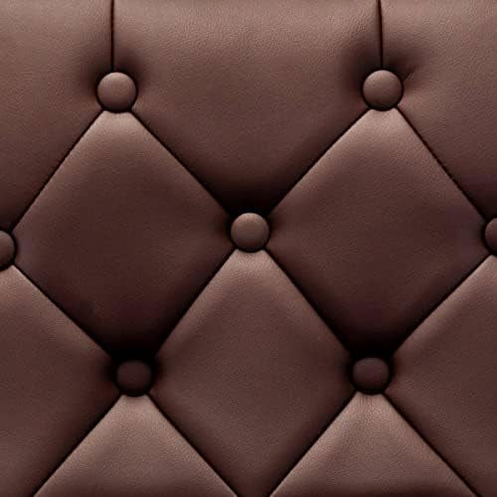 Tufted Adjustable PU Leather Swivel Barstools Set of 2 (Brown) K110
