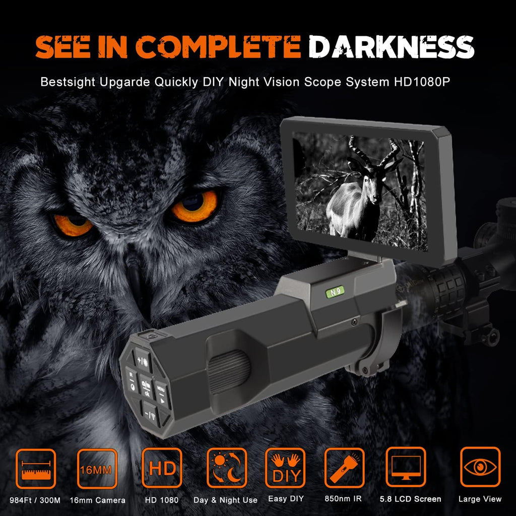 DIY Digital Night Vision Scope with Camera and 5.8 1080P HD Display Screen K42255