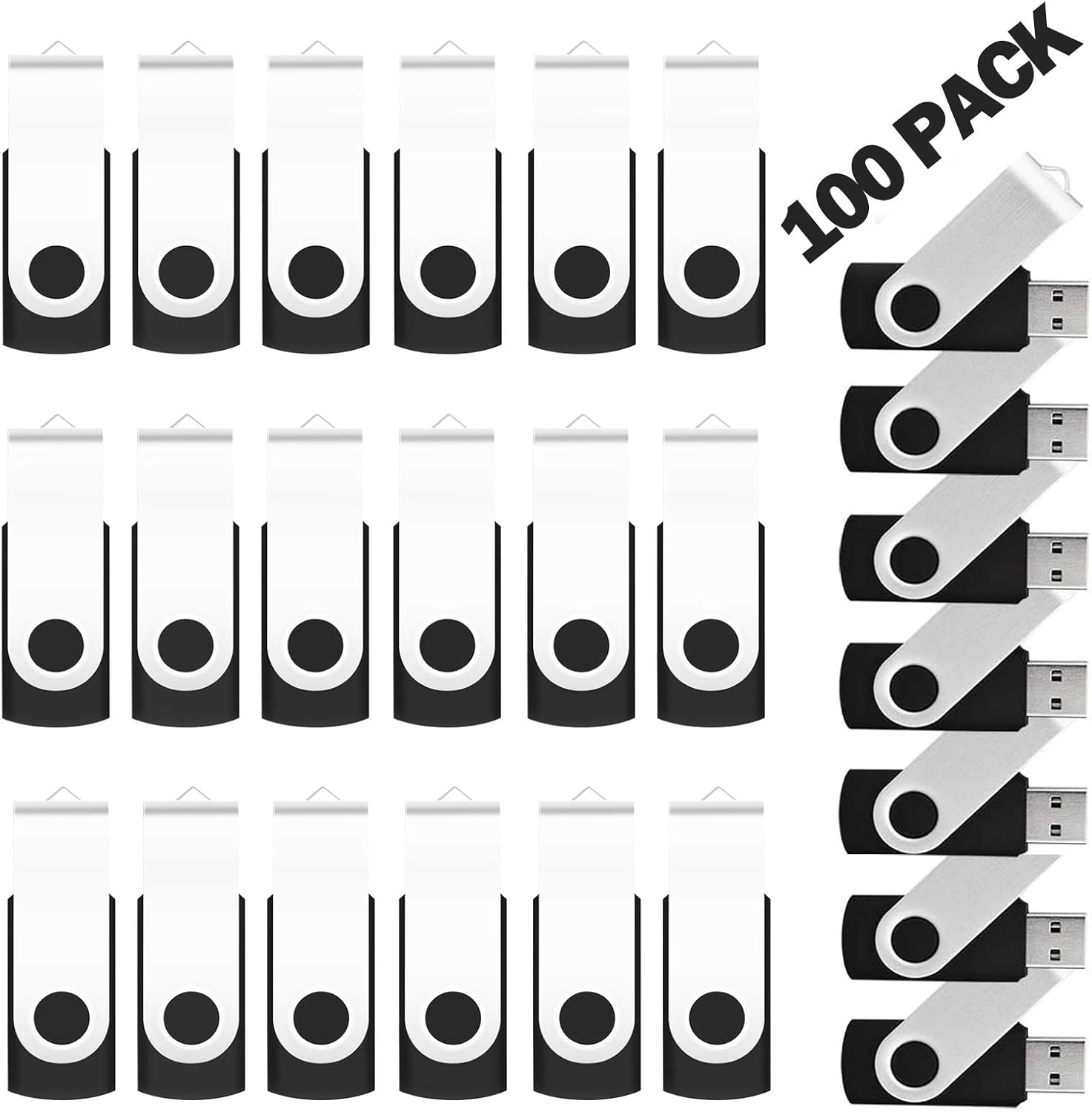 50 Pack 4GB USB 2.0 Swivel Flash Drives, Black B240