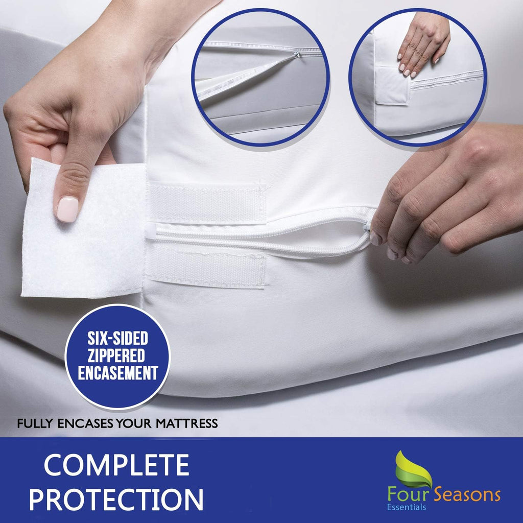 Full Size Zippered Waterproof Cotton Terry Mattress Protector Pack of 2 J41623