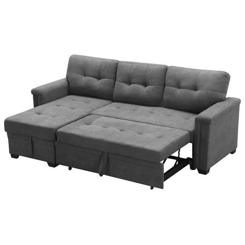 Gray Woven Fabric Sectional Sleeper Sofa with Storage and USB Charger G927