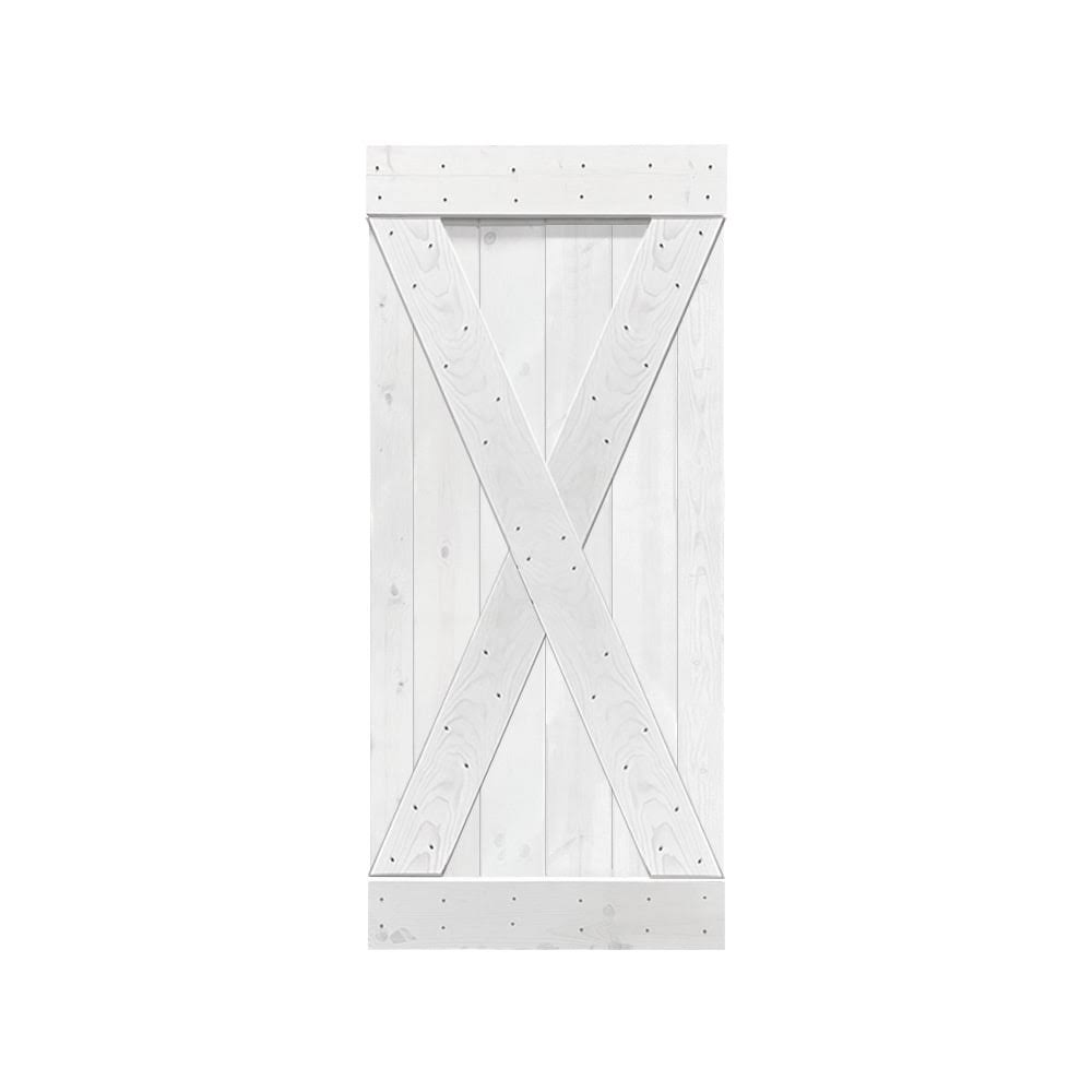 Weather Gray Solid Knotty Pine Wood Interior Sliding Barn Door Slab V822840