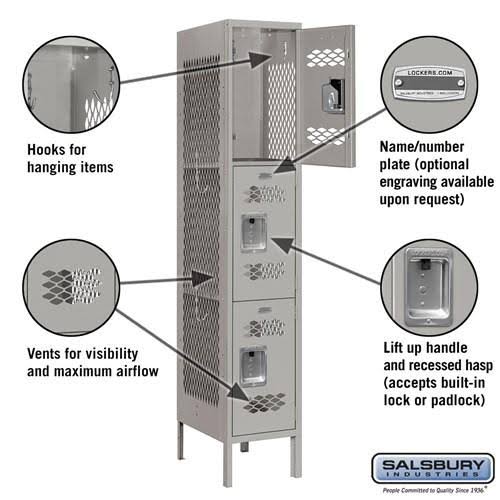Triple Tier Vented Metal Locker W953336