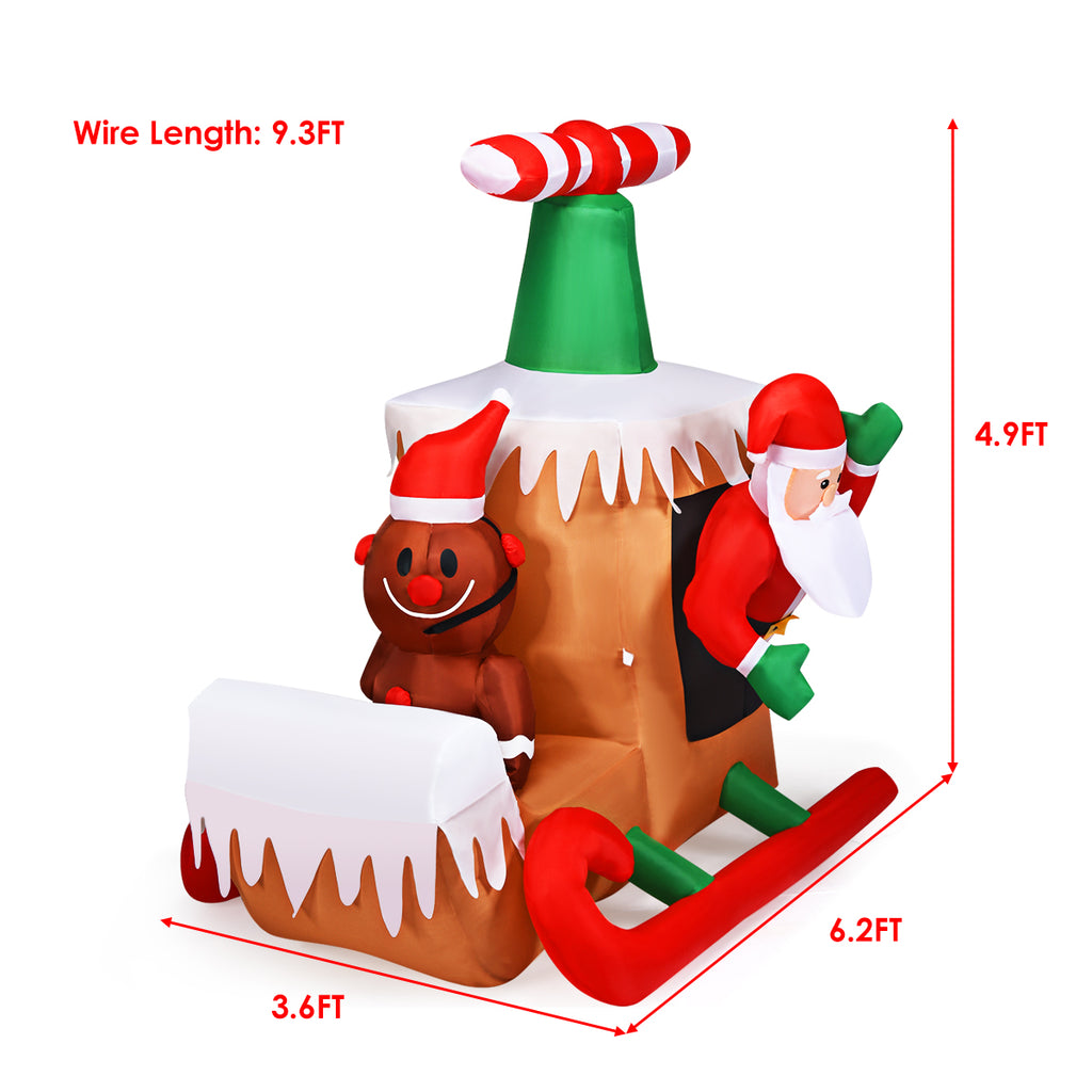 Inflatable Christmas Santa Claus Flying Airplane Decoration with LED Bulbs D7983