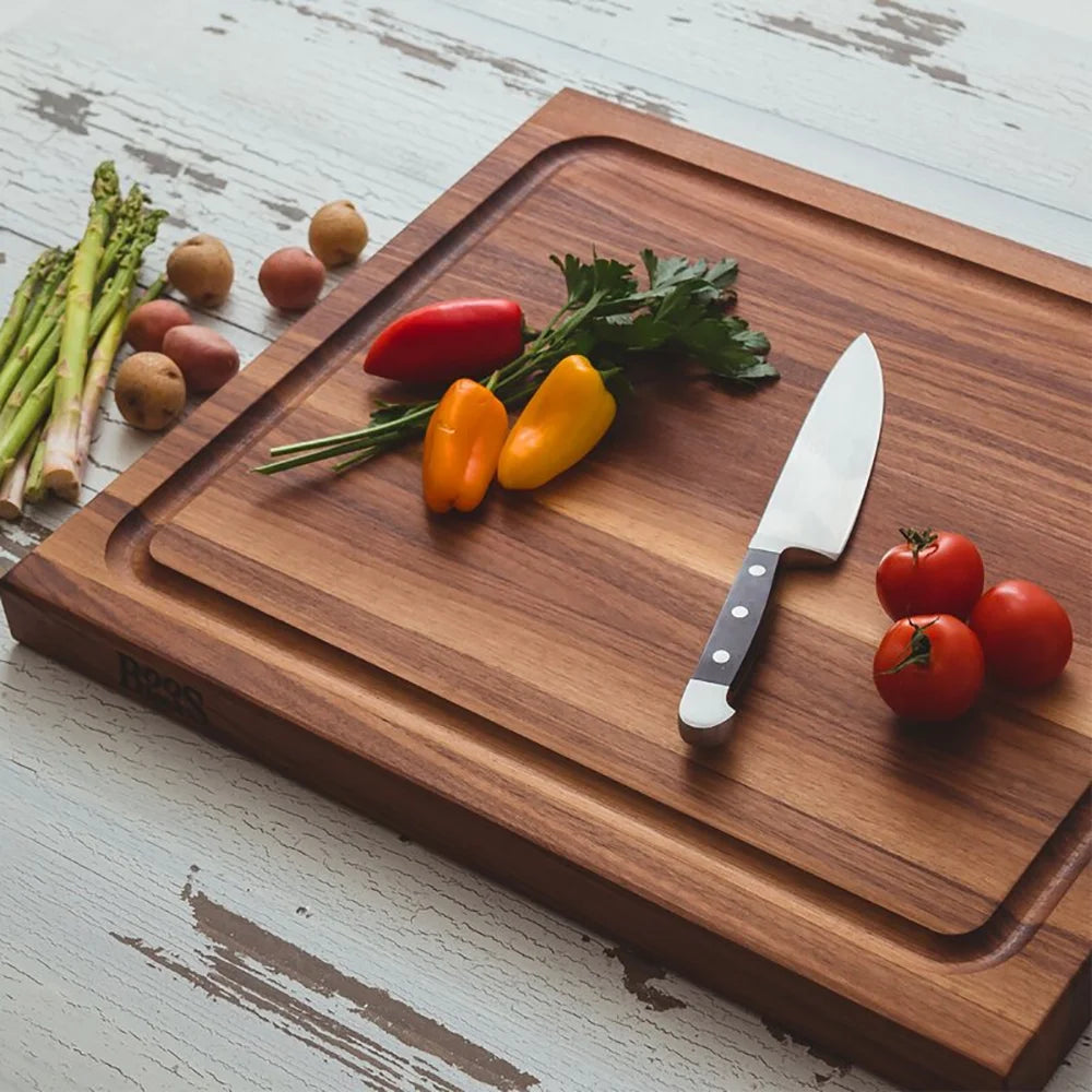 Walnut Wood 21 Inch Reversible Carving Board & 3 Piece Care Set Z7935