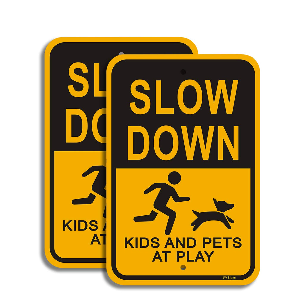4-Pack Slow Children at Play Signs 18” x 12” Rust Free Aluminum E588268