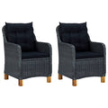 2 pcs Poly Rattan Patio Chairs with Cushions Dark Gray Q636393