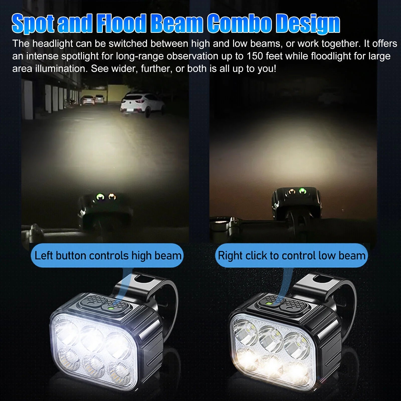 2x USB Rechargeable LED Bicycle Headlight Taillight E222