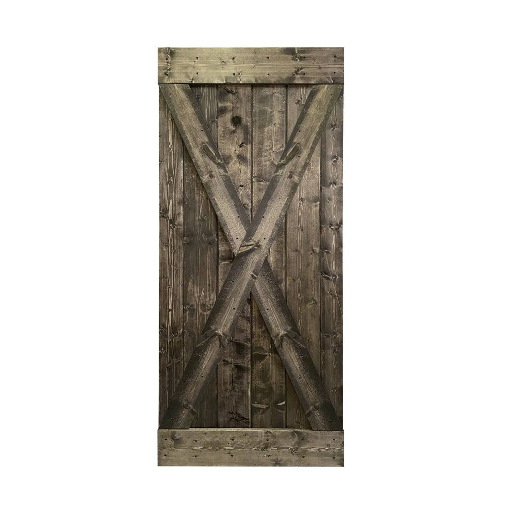 Weather Gray Solid Knotty Pine Wood Interior Sliding Barn Door Slab V822840