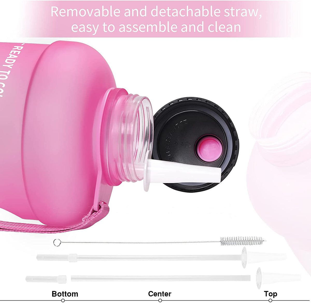 64oz Water Bottle with Straw and Time Marker N265162
