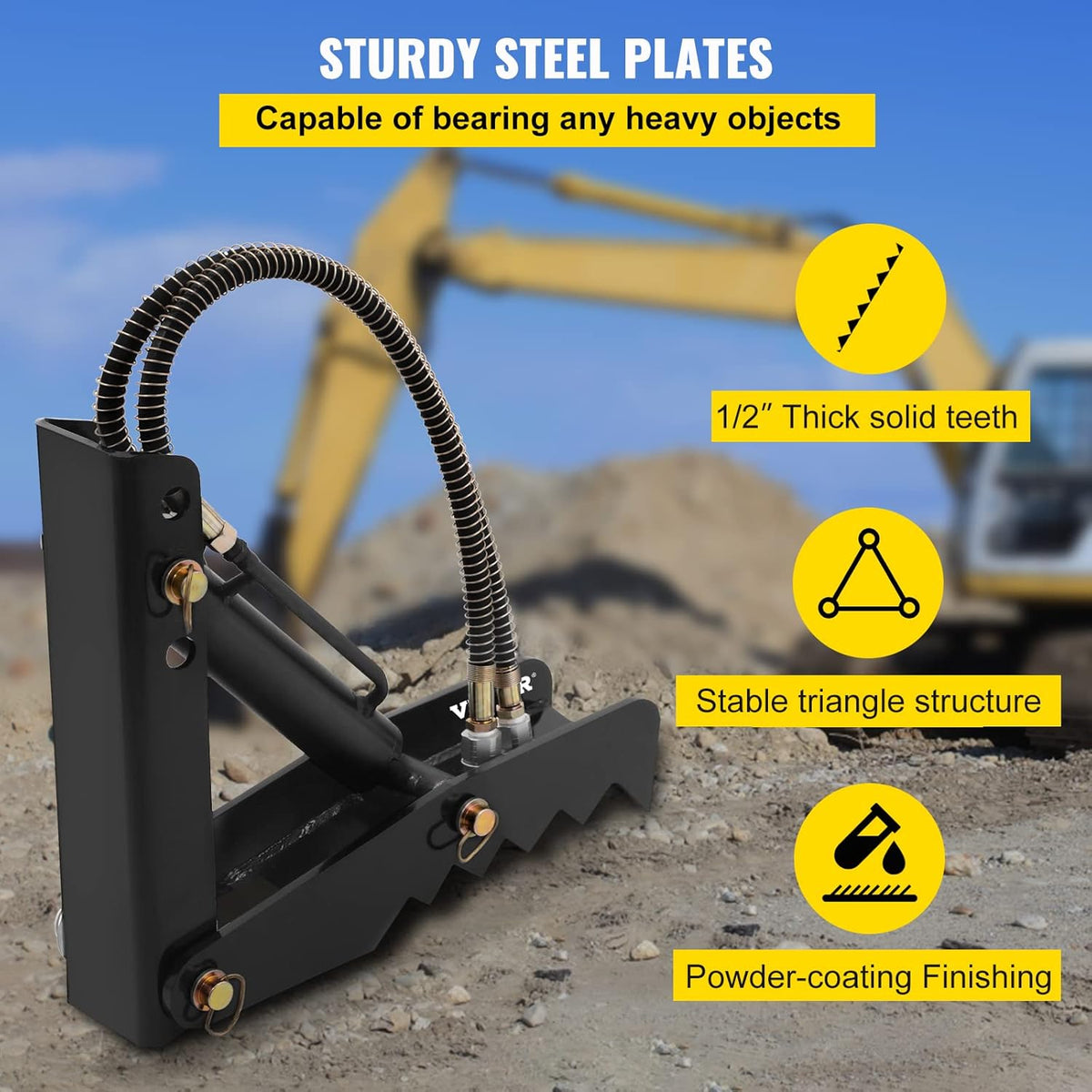 18 Hydraulic Backhoe Thumb, Black Steel Weld On Thumb with Hydraulic Cylinder C71338