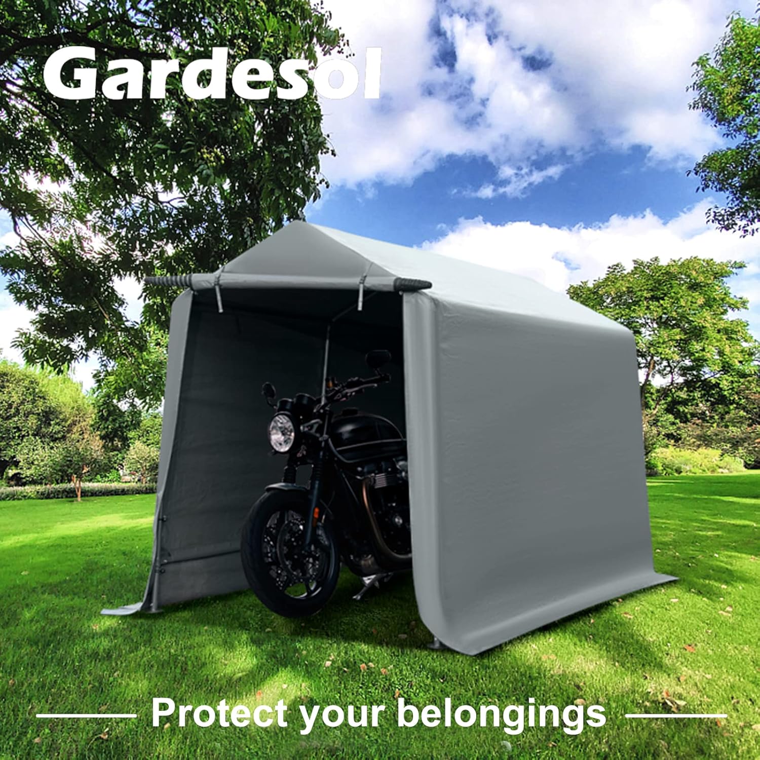 7x12 ft Gray Portable Storage Shed with Roll-up Zipper Door X349