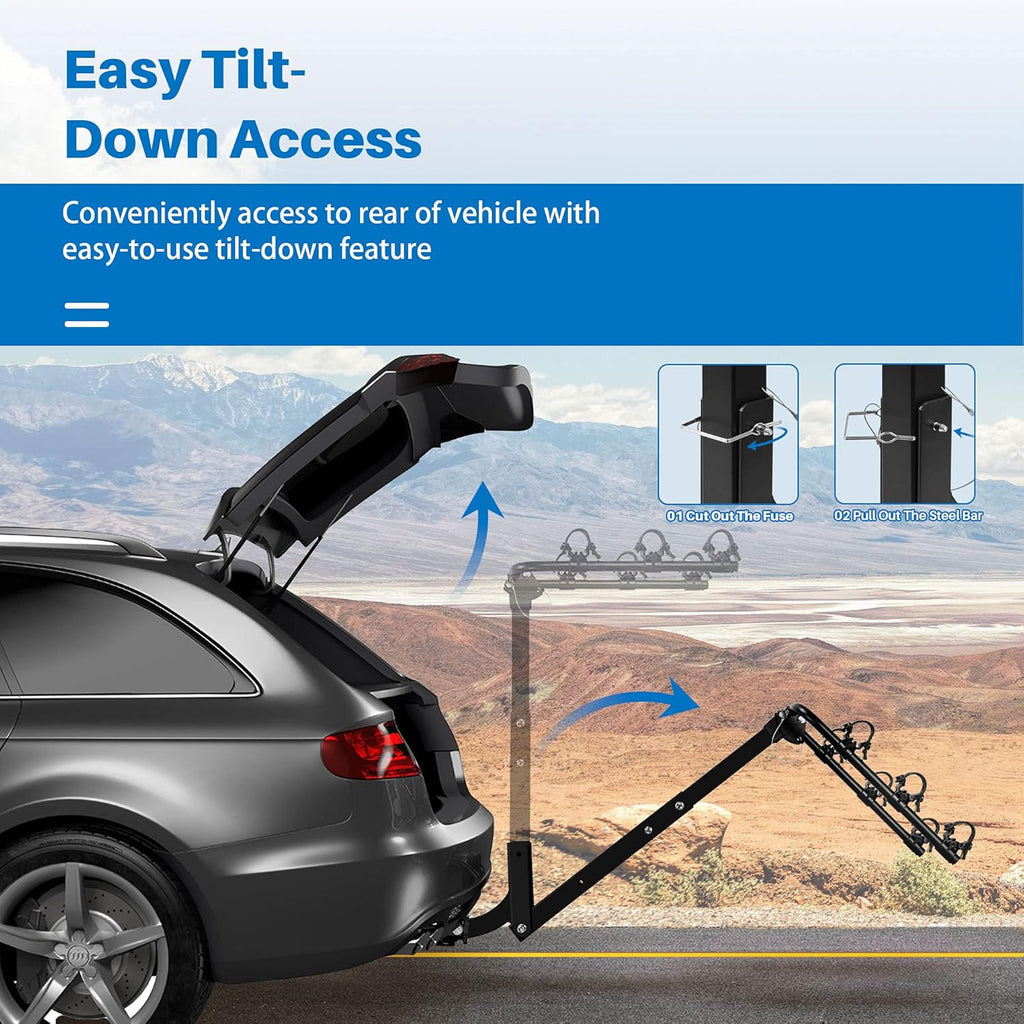 3 Bike Rack, Heavy Duty Rear Hitch Mount Bicycle Carrier with 2 Receiver P861