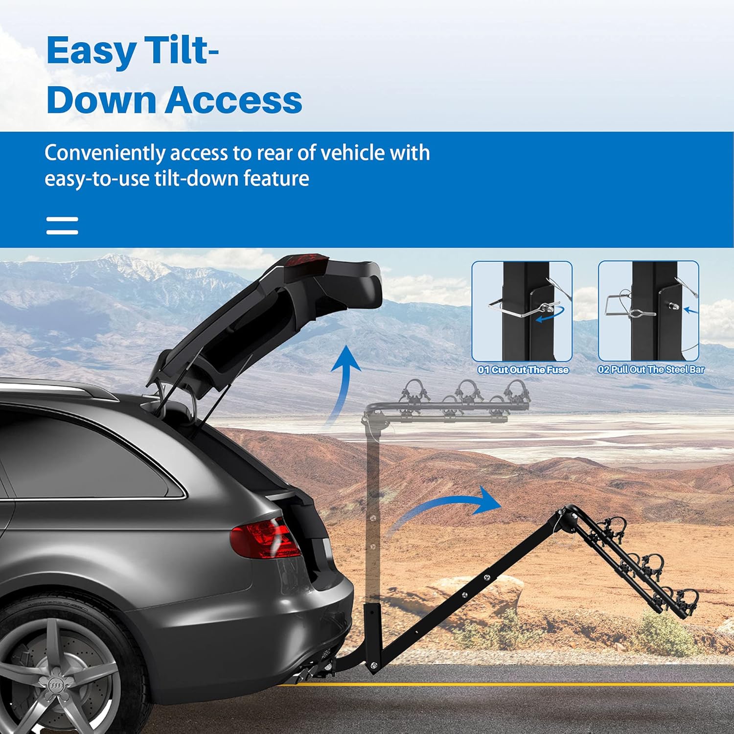 3 Bike Rack, Heavy Duty Rear Hitch Mount Bicycle Carrier with 2 Receiver P861