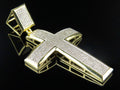 10K Yellow Gold Dome Cross Pendant Charm 1.70ct P2399