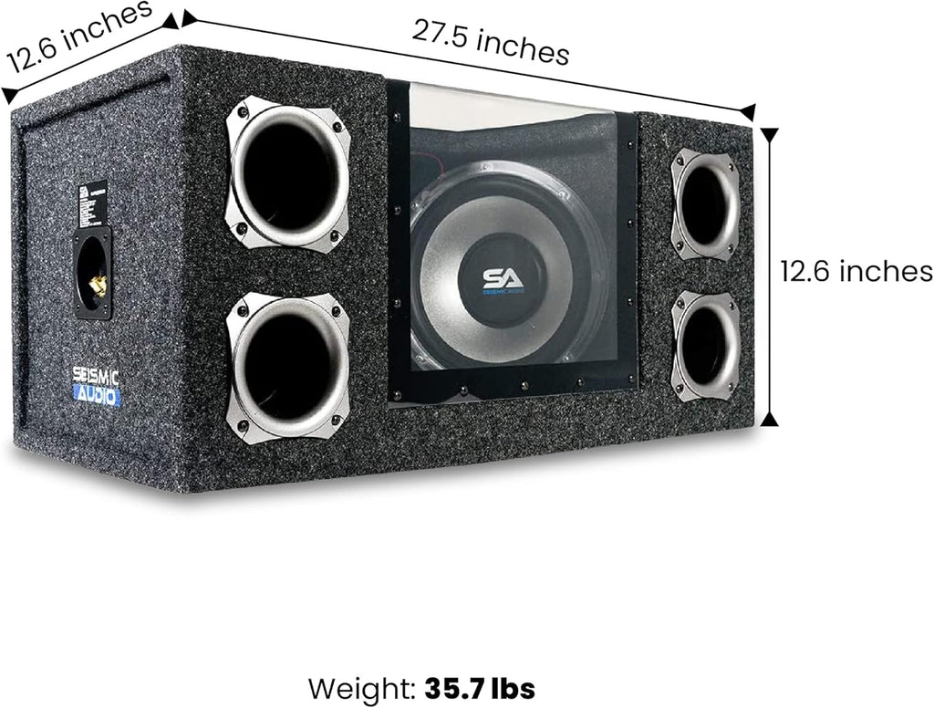 Dual 10 Inch 1000 Watt Car Audio Subwoofer Box with LED Lights & Plexiglass Window W14897