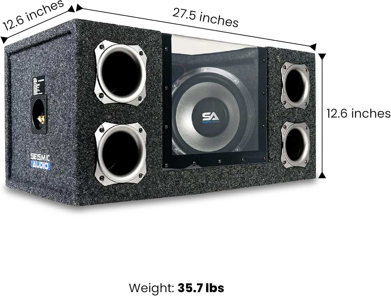 Dual 10 Inch 1000 Watt Car Audio Subwoofer Box with LED Lights & Plexiglass Window W14897