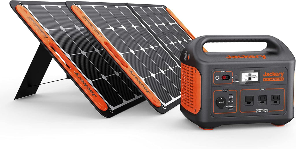 Solar Generator 1000 with 2X SolarSaga 100X and 3x110V/1000W AC Outlets, Lithium Battery Pack R576