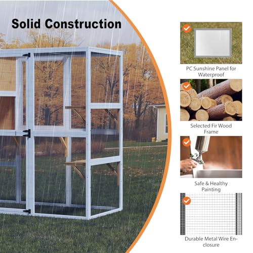 Large Cat Enclosure with Waterproof Cover and Sunshine Panel Roof, 72 inch S88810