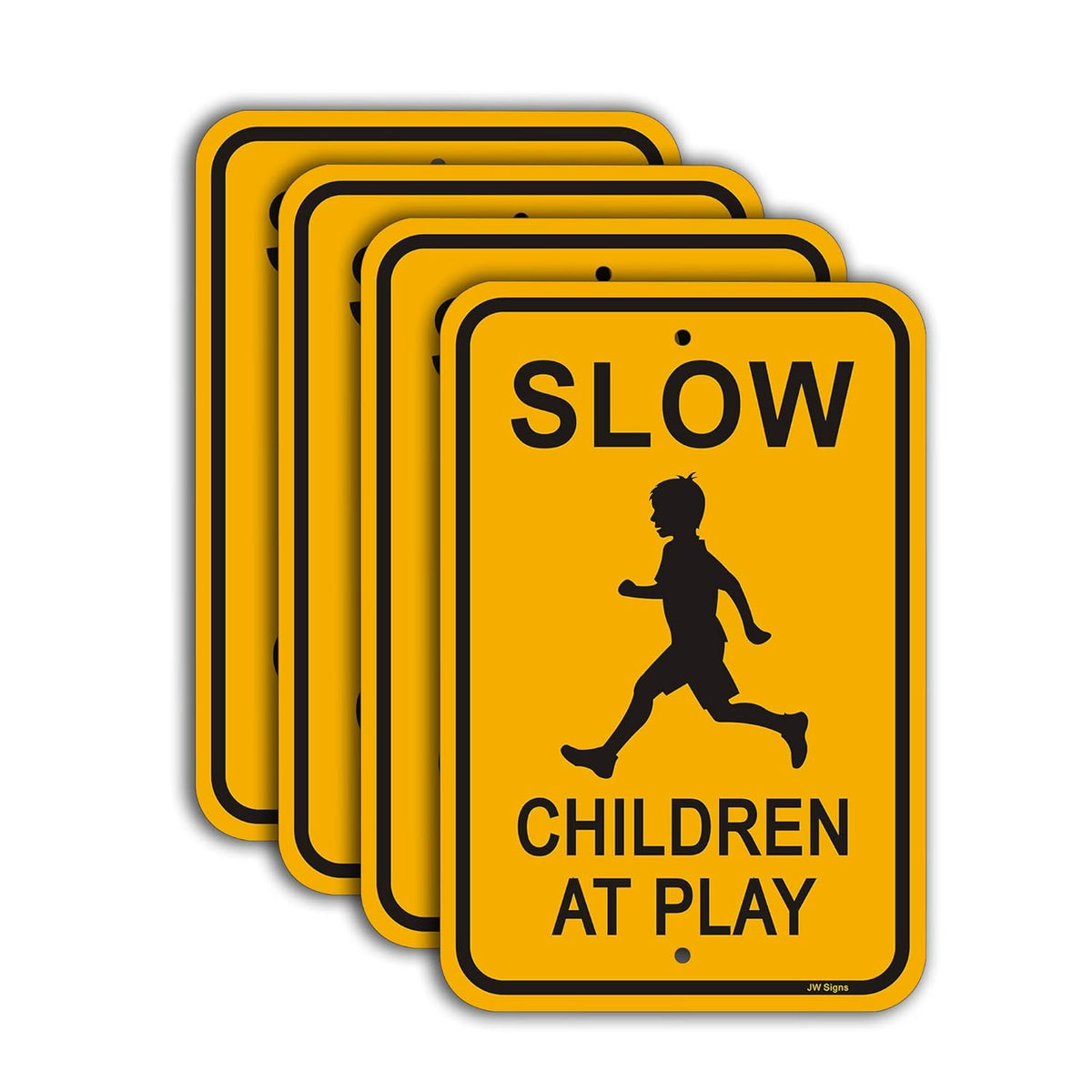 4-Pack Slow Children at Play Signs 18” x 12” Rust Free Aluminum E588268