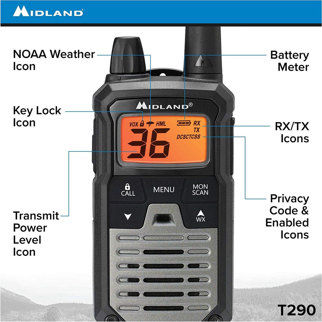 Black/Silver 4 Radios GMRS Two Way Radio Walkie Talkie K9419