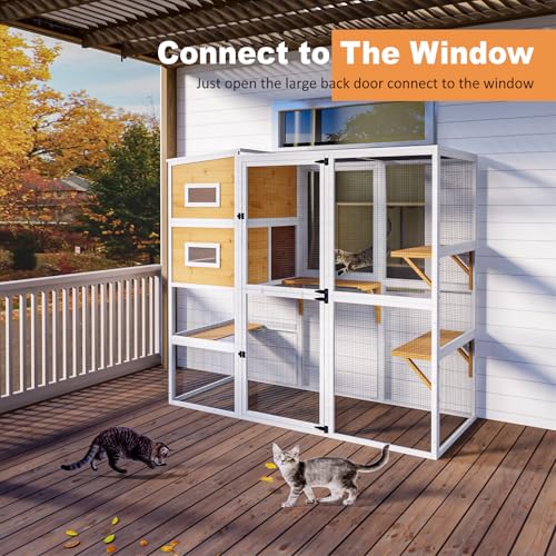 Large Cat Enclosure with Waterproof Cover and Sunshine Panel Roof, 72 inch S88810