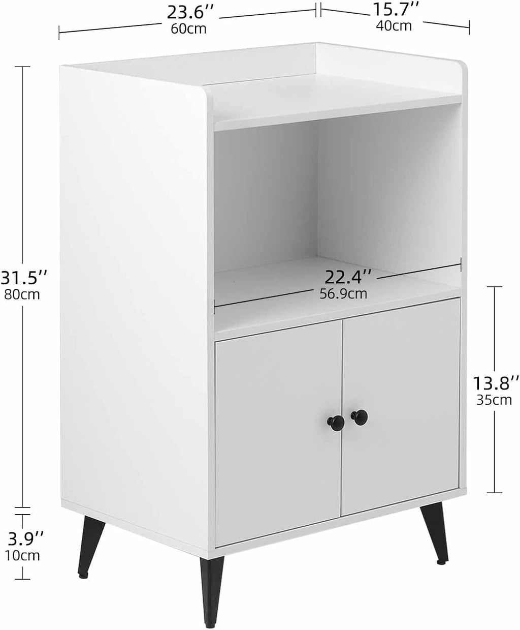 White Microwave Cabinet with Doors, 24x35 C254