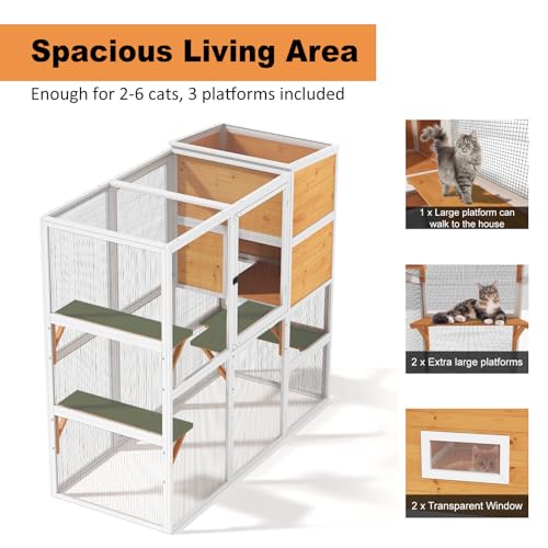 Large Cat Enclosure with Waterproof Cover and Sunshine Panel Roof, 72 inch S88810