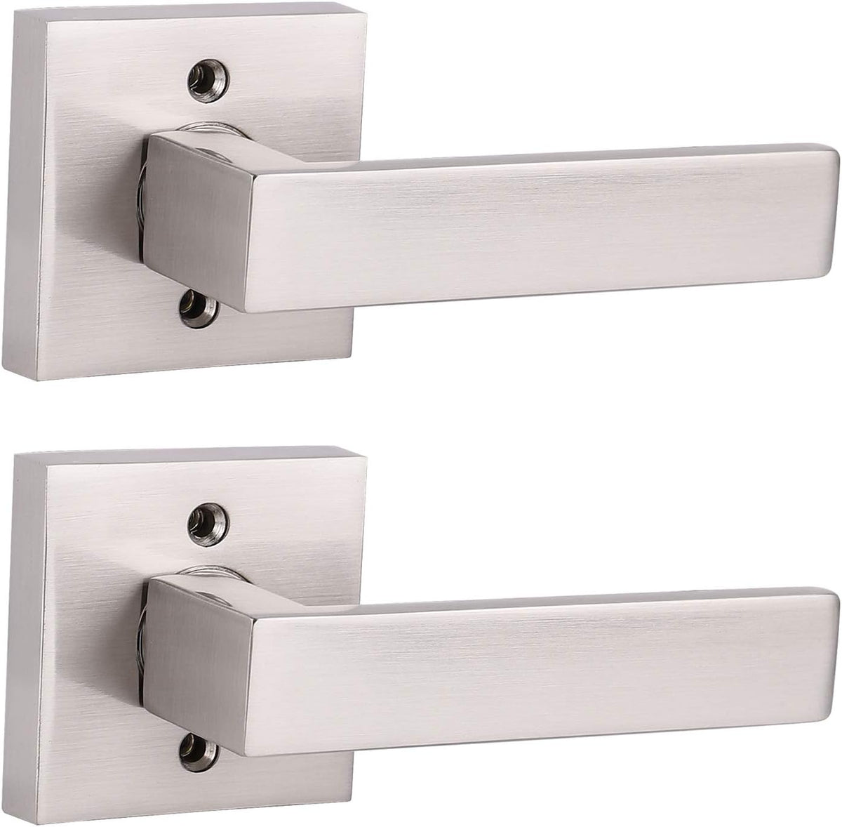 Brushed Nickel Square Entrance Door Lever with Deadbolt Locksets, 2 Pack X801640