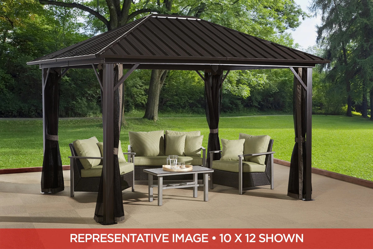 Galvanised Steel Gazebo with Mosquito Netting R886654