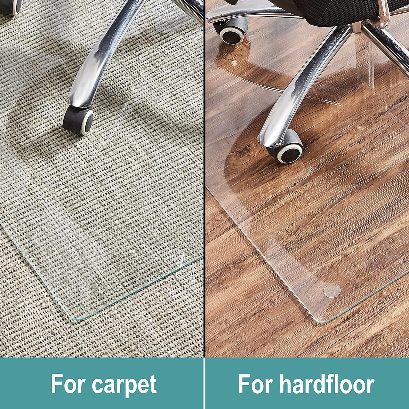 Tempered Glass Chair Mat, 36 x 46, 1/5'' Thick with 4 Anti-Slip Pads R177