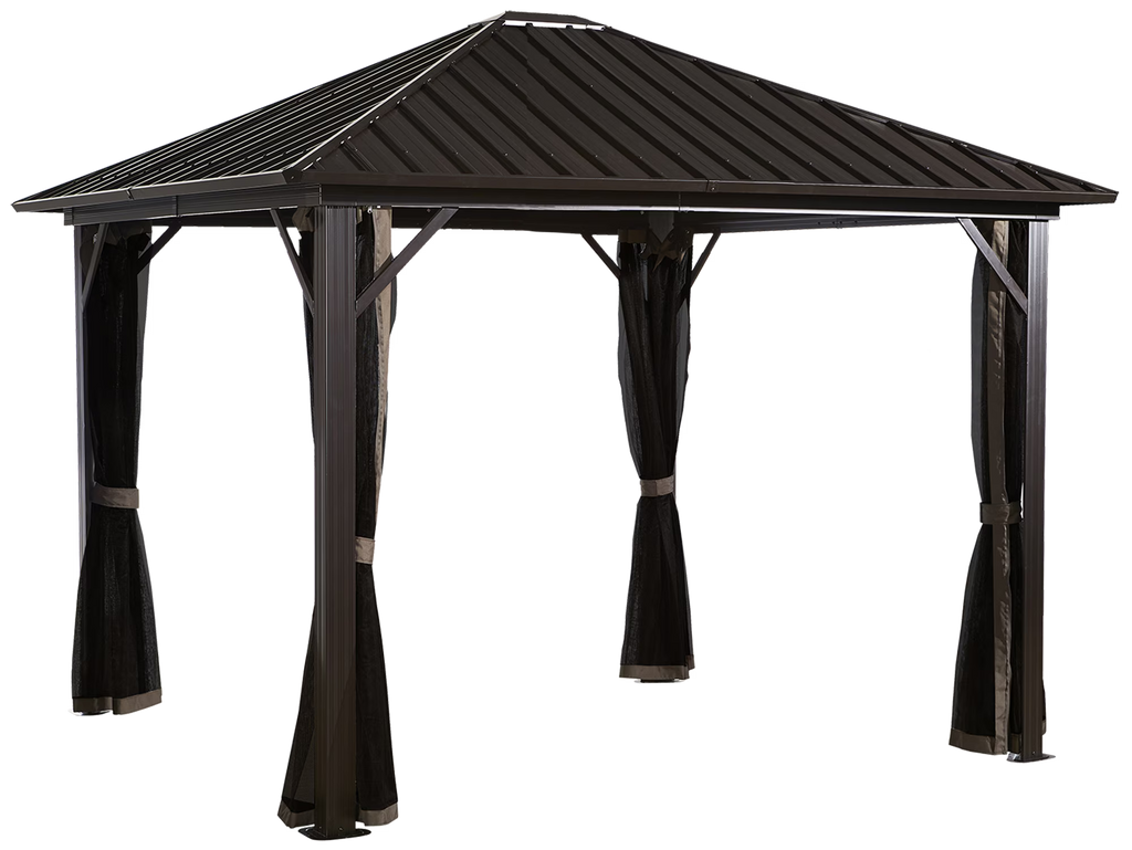 Galvanised Steel Gazebo with Mosquito Netting R886654