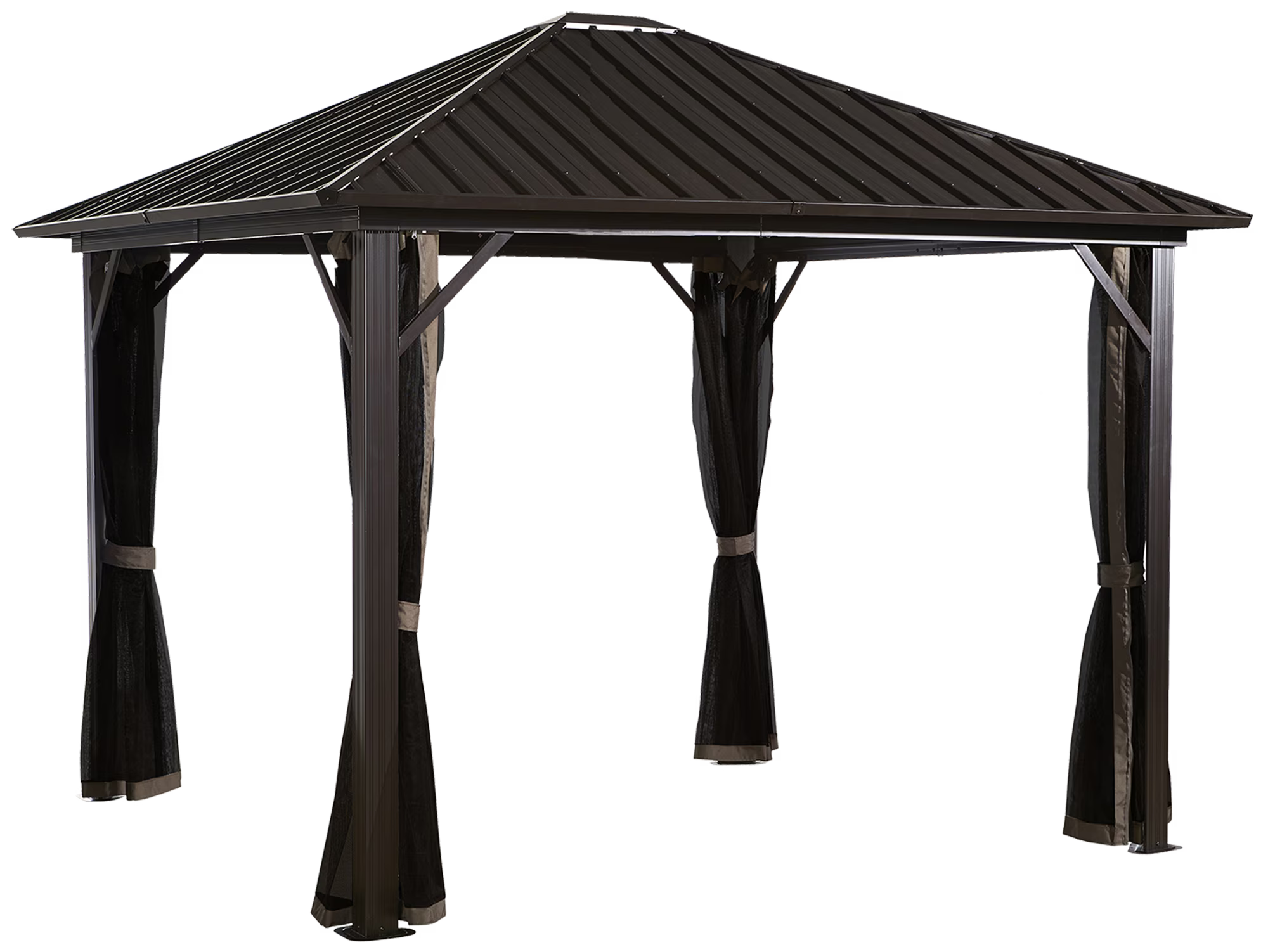 Galvanised Steel Gazebo with Mosquito Netting R886654