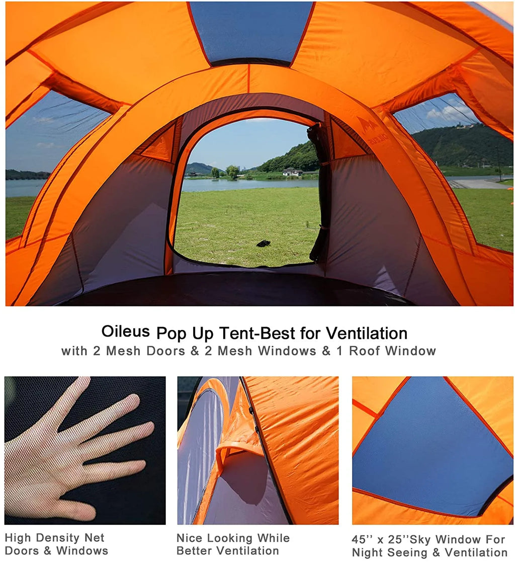 X-large Pop Up Dome Tent 5-6 Person with Carrying Bag Grey L65967