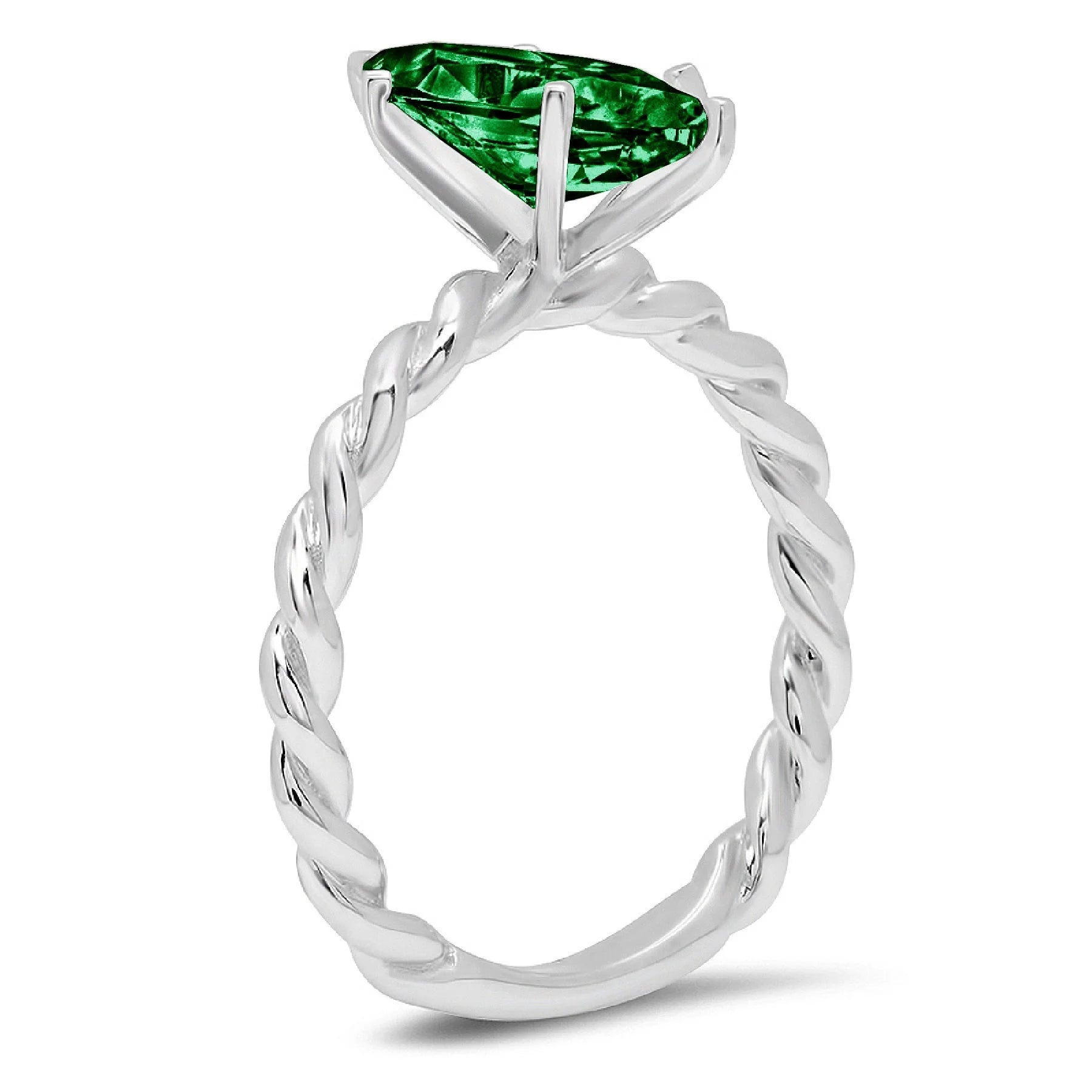 Green Simulated Emerald 18k White Gold Ring Size 10.5 D30237